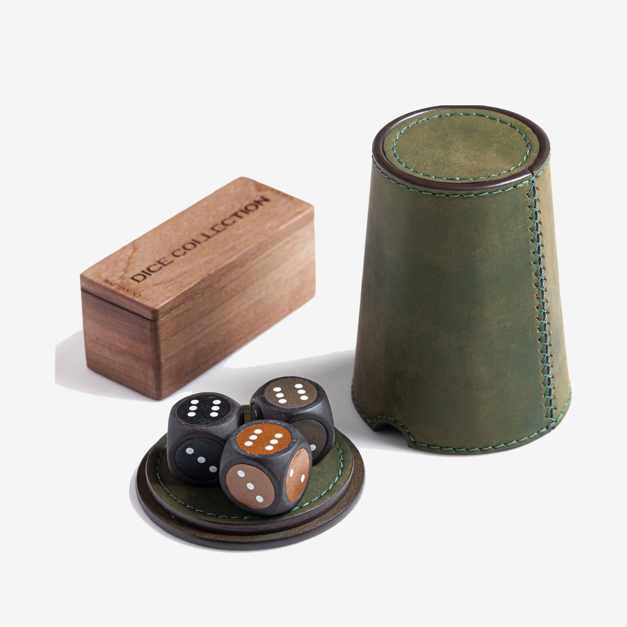 Leather Dice Shaker Cup Set