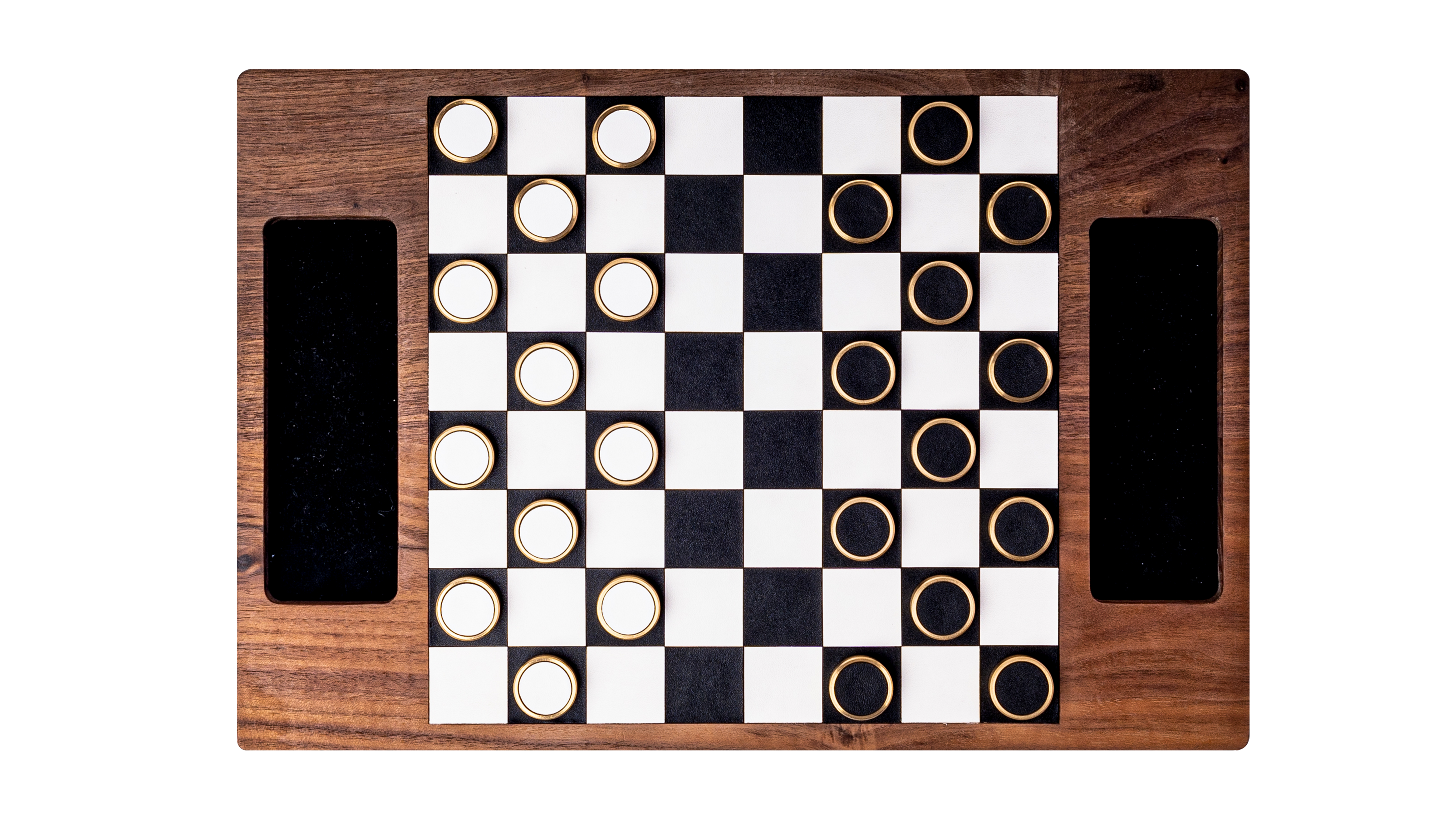 Squared magnetic chess set in natural wood - with drawer