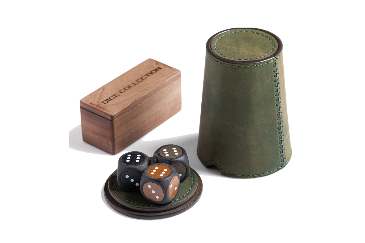 Leather Dice Shaker Cup Set