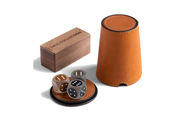 Leather Dice Shaker Cup Set